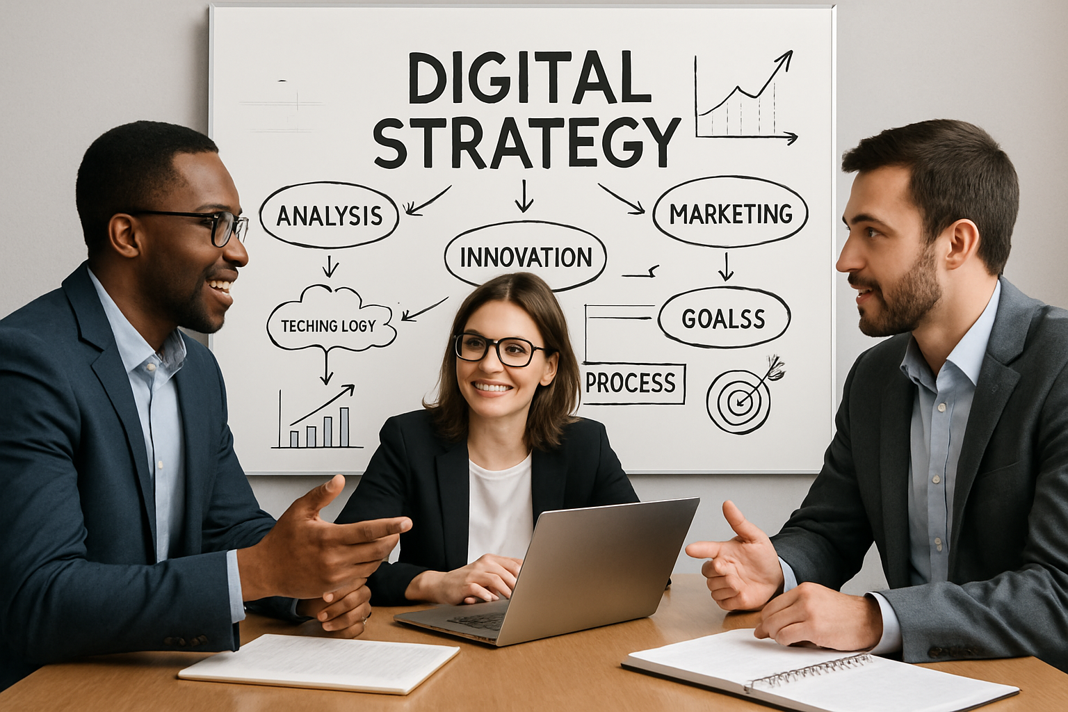 Consultants discussing digital strategy