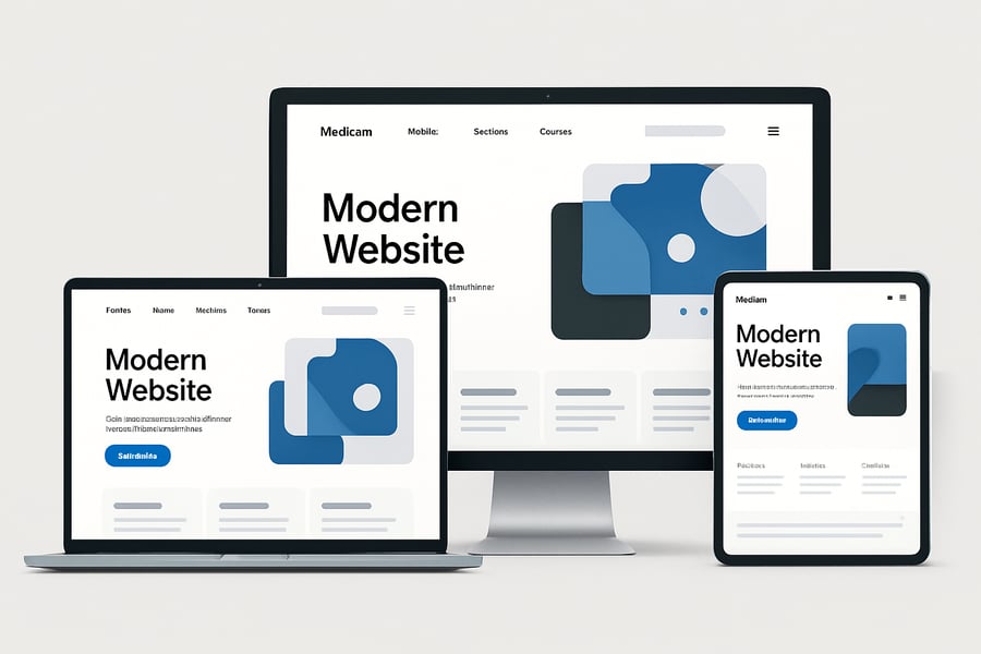 Modern website design on multiple devices